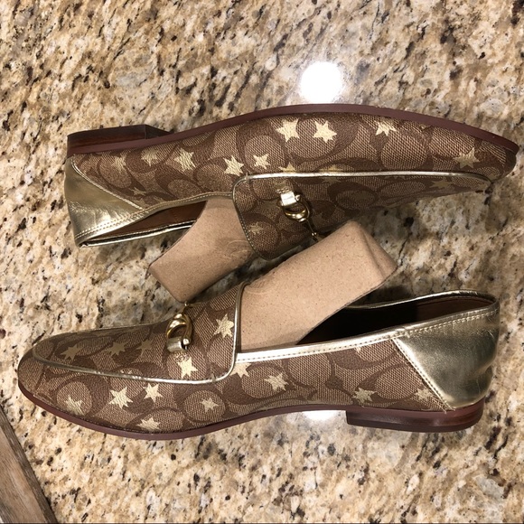 Coach Haley Loafer With Star Print Tan Brown Gold 10 - Picture 5 of 12